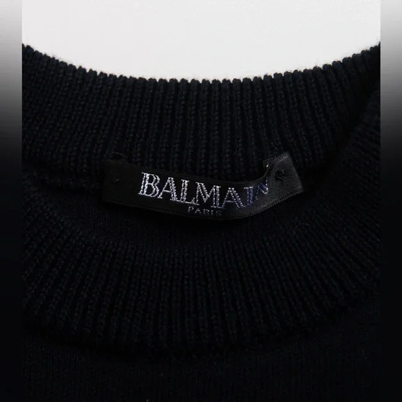 BALMAIN Kids Midnight Knit Pullover Buttoned Shoulder Logo Patch 12Y €550 - Picture 4 of 6